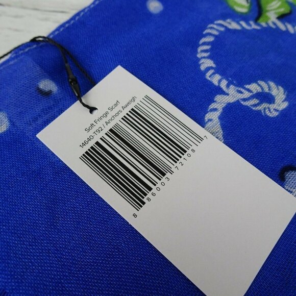 Vera Bradley ANCHORS AWEIGH Soft Fringe Scarf Wrap Coastal Tropical Sea Beach - Picture 8 of 12